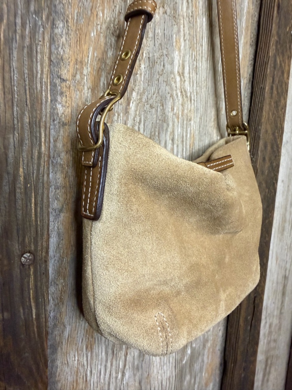 Vintage Coach Legacy Mini Tan Suede Shoulder Bag Handbag Y2K - Picture 5 of 16